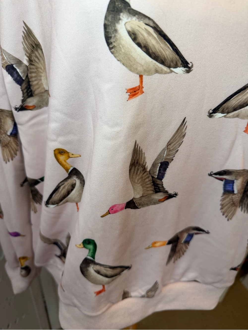 Light Pink Duck Print Pullover Sweatshirt. NWOT. - Picture 6 of 13